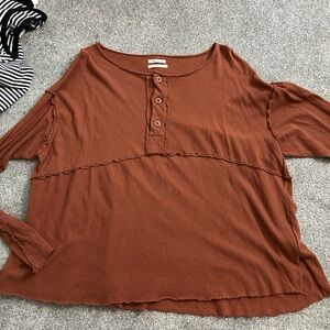 Urban Outfitters Orange Boxy Button Down Shirt